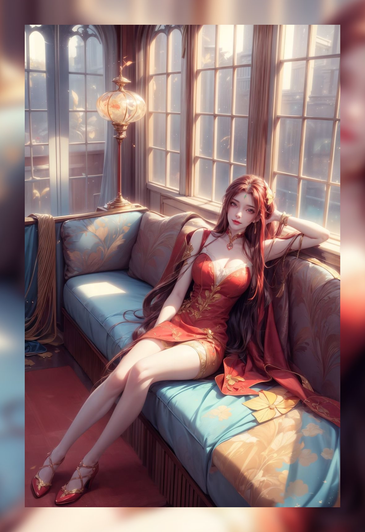 国潮素材完美世界红凰8k壁纸下载